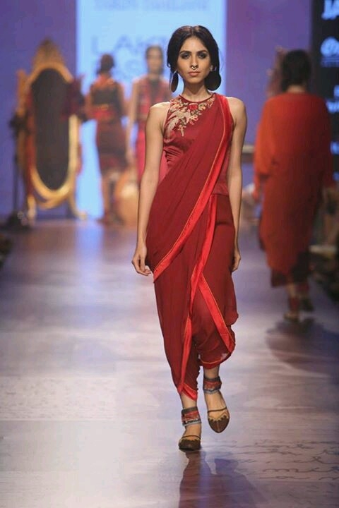 Red Color Dhoti Saree
