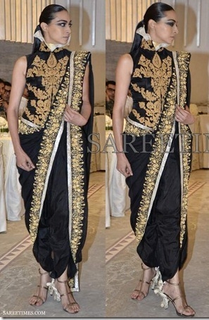 Black Color Embroidered Dhoti Saree