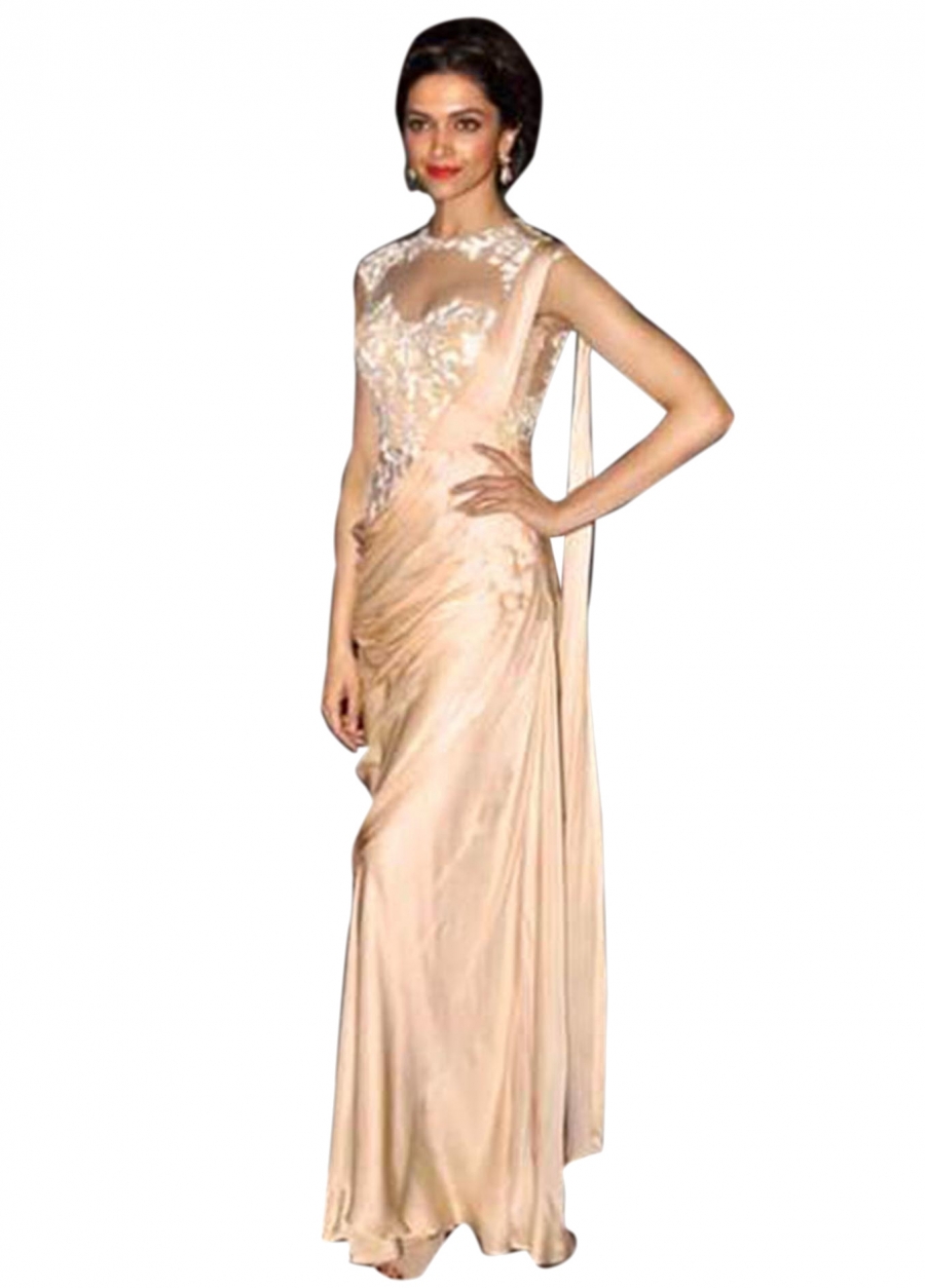 Beige Color Saree Gown